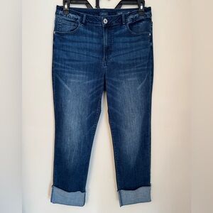 J. Jill High Rise Straight Leg Cuffed Jeans Women’s Size 10 Medium Wash Denim